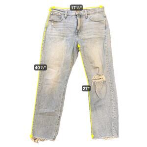 Madewell The Perfect Vintage Jean Distressed Knee Raw Hem Light Wash Size 31
